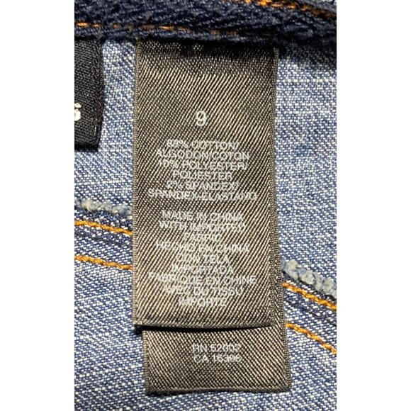 Y2K DKNY Jeans Womens Flared Denim Pants W/ Front Slits Size 9 Blue Cotton Blend - Picture 4 of 12